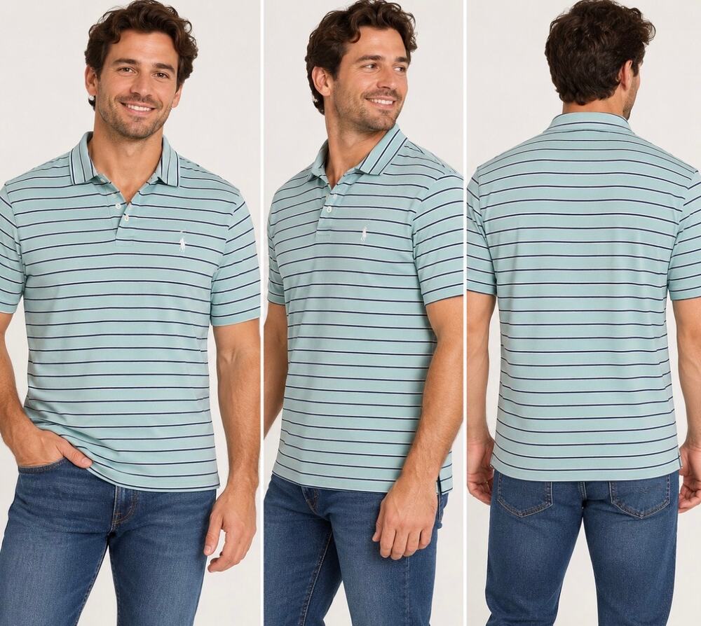 Polo Ralph Lauren Men’s XL Striped Polo Shirt Aqua Blue Preppy Golf Cotton